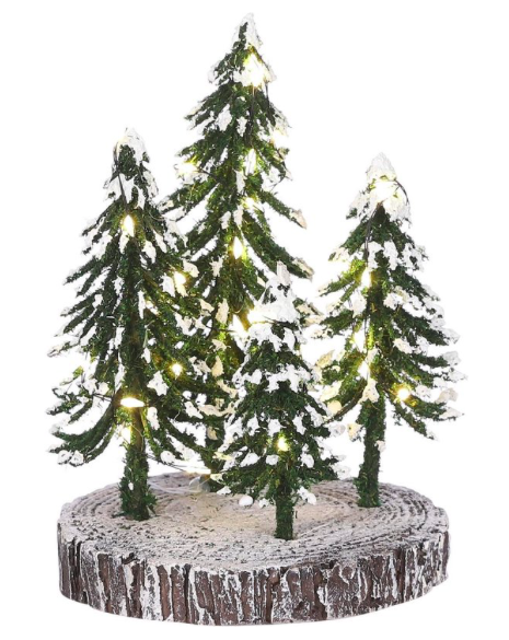 - 4 Snowy trees on base with warm white light battery operated - Luville Top Merken Winkel